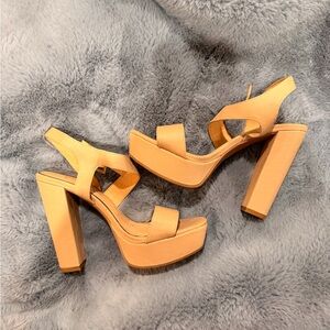 Jessica Simpson | Faux Leather Tan Platform Heels